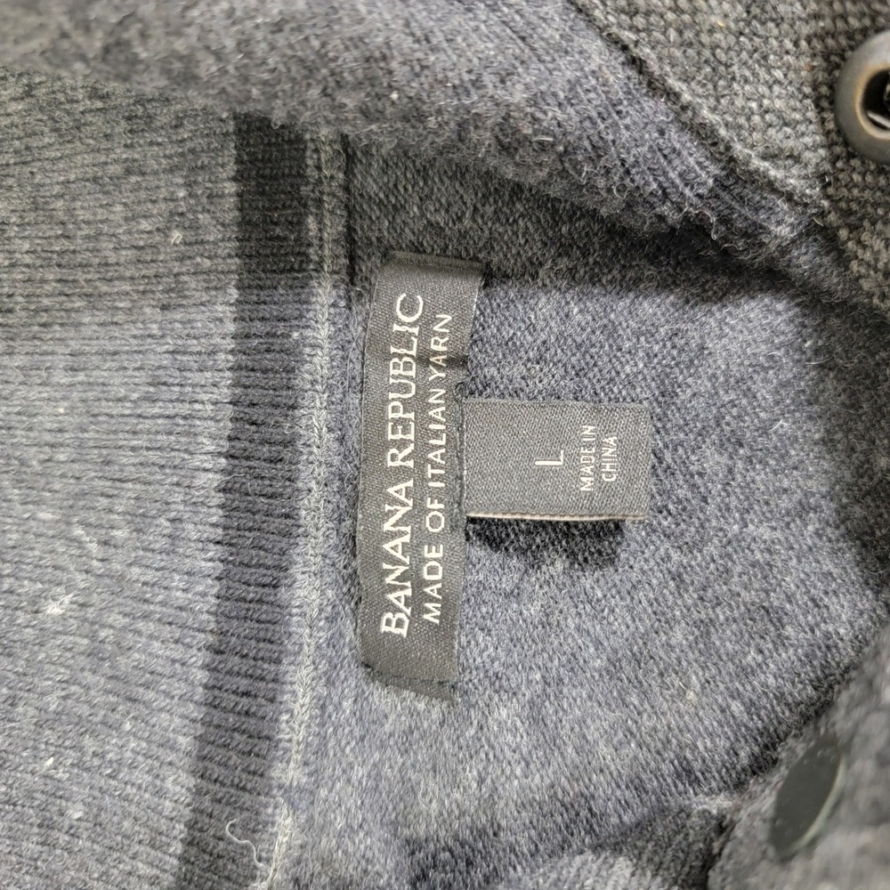 Banana Republic Mens Gray Merino Wool Blend Button Mock Neck Sweater - Picture 3 of 5